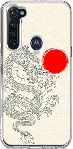 MUNDAZE - Case for Motorola Moto G Stylus 2020 Slim Shockproof Hard Shell Soft TPU Heavy Duty Protective Phone Cover - Japanese Dragon Wave