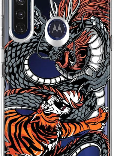 MUNDAZE - Case for Motorola Moto G Stylus 2020 Slim Shockproof Hard Shell Soft TPU Heavy Duty Protective Phone Cover - Japanese Dragon Wave