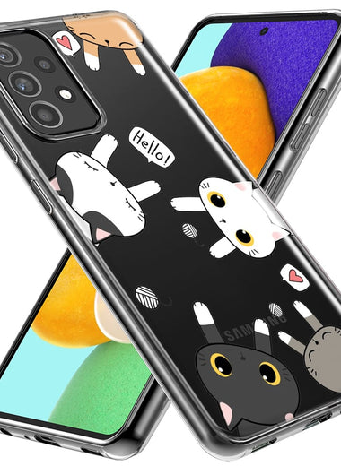 Mundaze - Case for Samsung Galaxy S24 Slim Shockproof Hard Shell Soft TPU Heavy Duty Protective Phone Cover - Cute Big Eyes Cat Friends