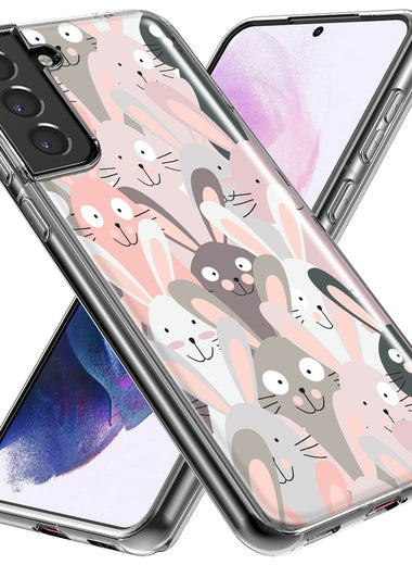 Mundaze - Case for Samsung Galaxy S24 Slim Shockproof Hard Shell Soft TPU Heavy Duty Protective Phone Cover - Cute Silly Rabbits Bunnies