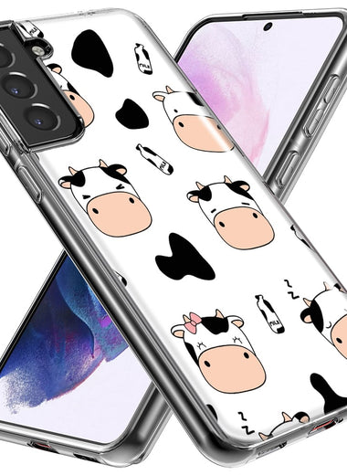 Mundaze - Case for Samsung Galaxy S24 Slim Shockproof Hard Shell Soft TPU Heavy Duty Protective Phone Cover - Sleepy Cows and Milk
