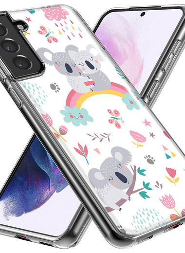 Mundaze - Case for Samsung Galaxy S24 Slim Shockproof Hard Shell Soft TPU Heavy Duty Protective Phone Cover - Cute Rainbow Koalas Flowers Butterflies