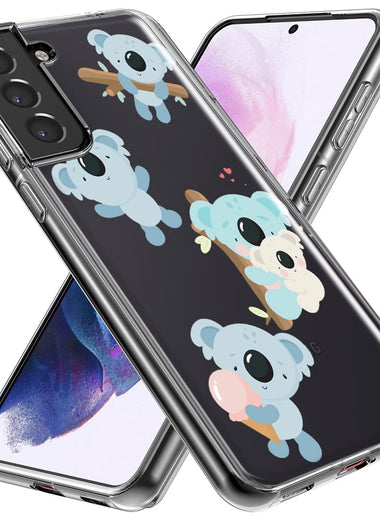 Mundaze - Case for Samsung Galaxy S24 Slim Shockproof Hard Shell Soft TPU Heavy Duty Protective Phone Cover - Cute Blue Koala Friends Icecream