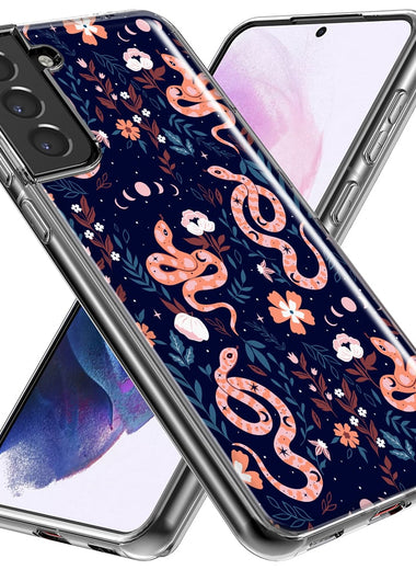 Mundaze - Case for Samsung Galaxy S22 Ultra Slim Shockproof Hard Shell Soft TPU Heavy Duty Protective Phone Cover - Snakes and Flowers