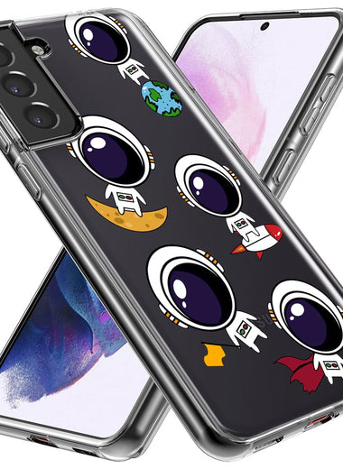 Mundaze - Case for Samsung Galaxy S24 Slim Shockproof Hard Shell Soft TPU Heavy Duty Protective Phone Cover - Cute Astronauts Moon Earth Rocket