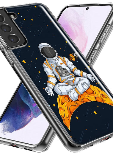 Mundaze - Case for Samsung Galaxy S24 Slim Shockproof Hard Shell Soft TPU Heavy Duty Protective Phone Cover - Yoga Astronaut