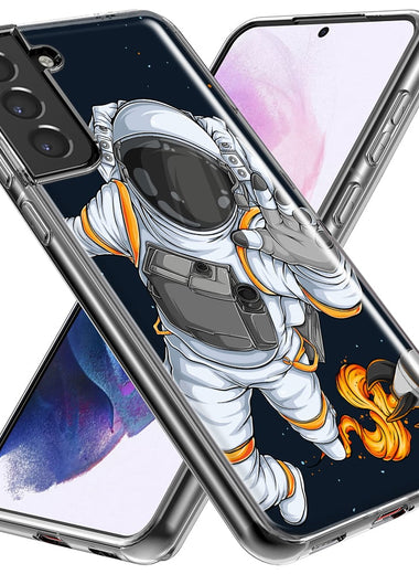 Mundaze - Case for Samsung Galaxy S24 Slim Shockproof Hard Shell Soft TPU Heavy Duty Protective Phone Cover - Rocket Space Astronaut