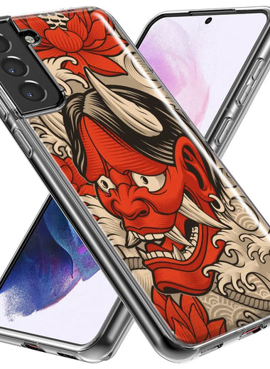 Mundaze - Case for Samsung Galaxy S24 Slim Shockproof Hard Shell Soft TPU Heavy Duty Protective Phone Cover - Japanese Oni and Koi