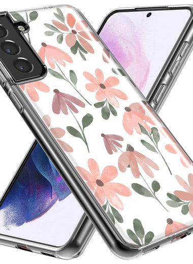 Mundaze - Case for Samsung Galaxy S24 Slim Shockproof Hard Shell Soft TPU Heavy Duty Protective Phone Cover - Cute Pink Flowers