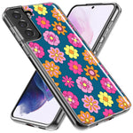 Mundaze - Case for Samsung Galaxy S24 Slim Shockproof Hard Shell Soft TPU Heavy Duty Protective Phone Cover - Groovy Pink Daisies