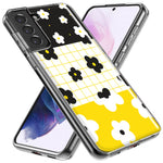 Mundaze - Case for Samsung Galaxy S24 Slim Shockproof Hard Shell Soft TPU Heavy Duty Protective Phone Cover - Black Yellow Daisies