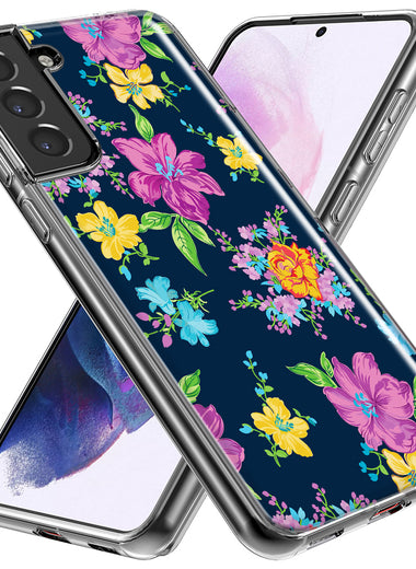 Mundaze - Case for Samsung Galaxy S23 Slim Shockproof Hard Shell Soft TPU Heavy Duty Protective Phone Cover - Vintage Blossom Flowers