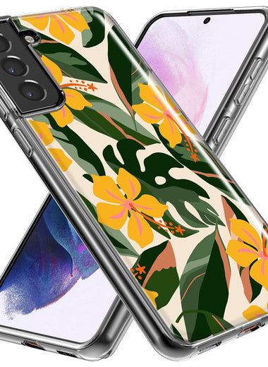 Mundaze - Case for Samsung Galaxy S23 Slim Shockproof Hard Shell Soft TPU Heavy Duty Protective Phone Cover - Vintage Tropical Flowers