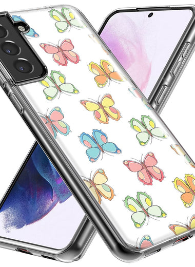 Mundaze - Case for Samsung Galaxy S22 Ultra Slim Shockproof Hard Shell Soft TPU Heavy Duty Protective Phone Cover - Colorful Butterflies