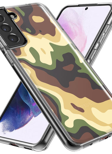 Mundaze - Case for Samsung Galaxy S22 Ultra Slim Shockproof Hard Shell Soft TPU Heavy Duty Protective Phone Cover - Green Yellow Camo