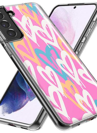 Mundaze - Case for Samsung Galaxy S24 Plus Slim Shockproof Hard Shell Soft TPU Heavy Duty Protective Phone Cover - Urban Street Pink Hearts