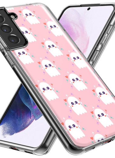 Mundaze - Case for Samsung Galaxy S24 Plus Slim Shockproof Hard Shell Soft TPU Heavy Duty Protective Phone Cover - Cute Pink Ghosts