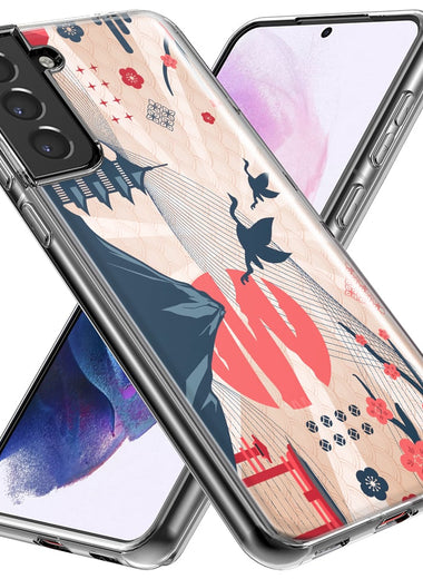 Mundaze - Case for Samsung Galaxy S23 Slim Shockproof Hard Shell Soft TPU Heavy Duty Protective Phone Cover - Vintage Japanese Fuji