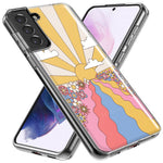 Mundaze - Case for Samsung Galaxy S24 Slim Shockproof Hard Shell Soft TPU Heavy Duty Protective Phone Cover - Retro Sunset Flower Field