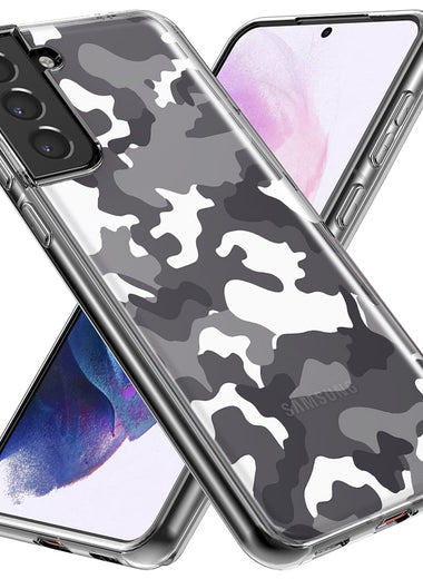 Mundaze - Case for Samsung Galaxy S22 Ultra Slim Shockproof Hard Shell Soft TPU Heavy Duty Protective Phone Cover - Black Grey Camo