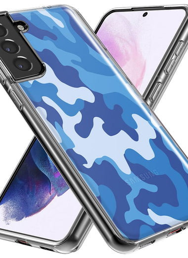 Mundaze - Case for Samsung Galaxy S23 Slim Shockproof Hard Shell Soft TPU Heavy Duty Protective Phone Cover - Blue Camo