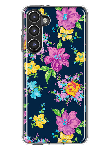 Mundaze - Case for Samsung Galaxy S23 Plus Slim Shockproof Hard Shell Soft TPU Heavy Duty Protective Phone Cover - Vintage Blossom Flowers