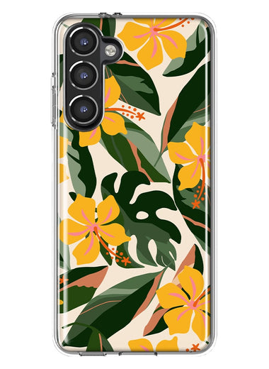 Mundaze - Case for Samsung Galaxy S23 Slim Shockproof Hard Shell Soft TPU Heavy Duty Protective Phone Cover - Vintage Tropical Flowers