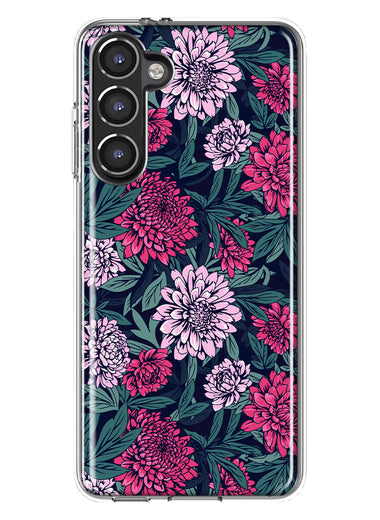Mundaze - Case for Samsung Galaxy S23 Slim Shockproof Hard Shell Soft TPU Heavy Duty Protective Phone Cover - Vintage Pink Flowers and Leaves