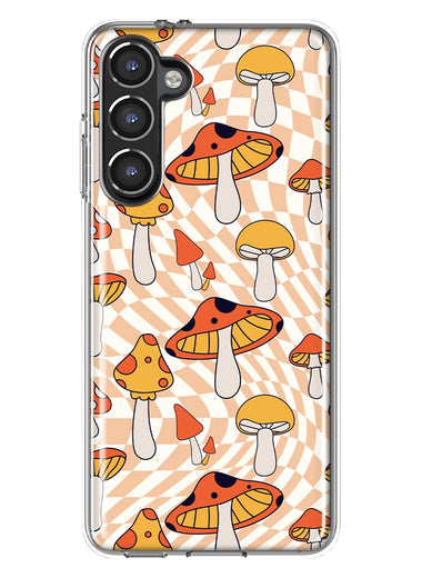 Mundaze - Case for Samsung Galaxy S23 Slim Shockproof Hard Shell Soft TPU Heavy Duty Protective Phone Cover - Retro groovy Mushrooms