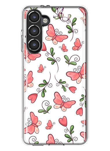 Mundaze - Case for Samsung Galaxy S23 Slim Shockproof Hard Shell Soft TPU Heavy Duty Protective Phone Cover - Cute Pink Butterflies