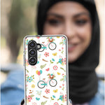 Mundaze - Case for Samsung Galaxy S23 Slim Shockproof Hard Shell Soft TPU Heavy Duty Protective Phone Cover - Cute Spring Floral Bicycles