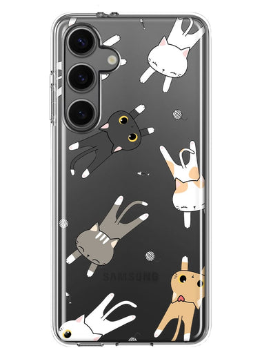 Mundaze - Case for Samsung Galaxy S24 Slim Shockproof Hard Shell Soft TPU Heavy Duty Protective Phone Cover - Cute Flying Cat Friends