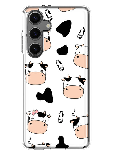 Mundaze - Case for Samsung Galaxy S24 Slim Shockproof Hard Shell Soft TPU Heavy Duty Protective Phone Cover - Sleepy Cows and Milk