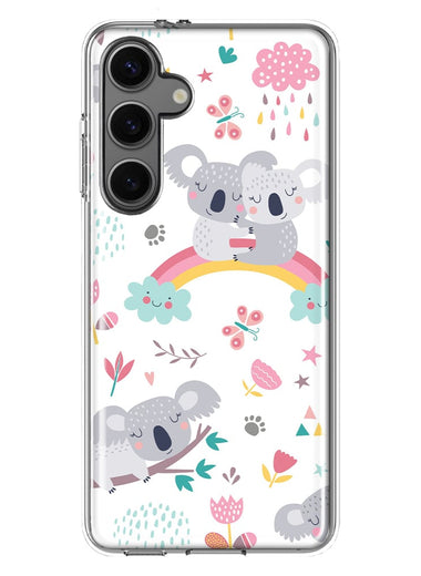 Mundaze - Case for Samsung Galaxy S24 Slim Shockproof Hard Shell Soft TPU Heavy Duty Protective Phone Cover - Cute Rainbow Koalas Flowers Butterflies