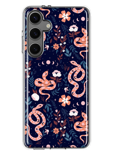 Mundaze - Case for Samsung Galaxy S24 Slim Shockproof Hard Shell Soft TPU Heavy Duty Protective Phone Cover - Snakes and Flowers
