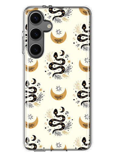 Mundaze - Case for Samsung Galaxy S24 Slim Shockproof Hard Shell Soft TPU Heavy Duty Protective Phone Cover - Snakes and Moon
