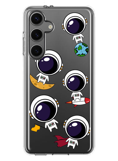 Mundaze - Case for Samsung Galaxy S24 Slim Shockproof Hard Shell Soft TPU Heavy Duty Protective Phone Cover - Cute Astronauts Moon Earth Rocket