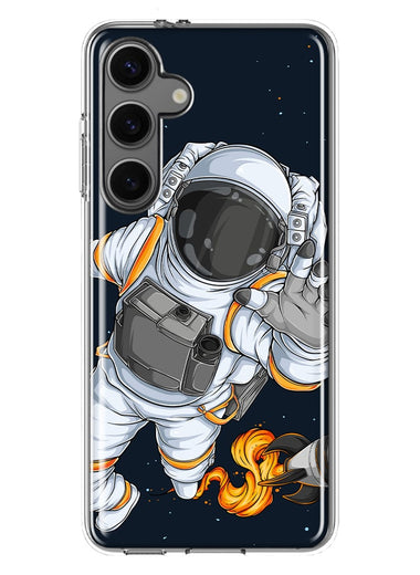 Mundaze - Case for Samsung Galaxy S24 Slim Shockproof Hard Shell Soft TPU Heavy Duty Protective Phone Cover - Rocket Space Astronaut