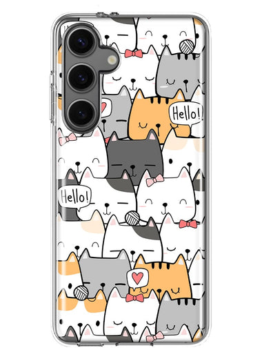 Mundaze - Case for Samsung Galaxy S24 Slim Shockproof Hard Shell Soft TPU Heavy Duty Protective Phone Cover - Cat Friends Hello