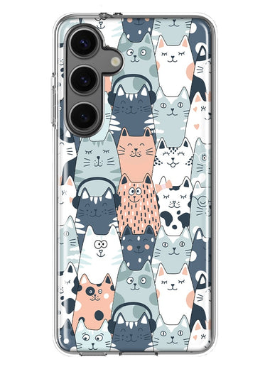 Mundaze - Case for Samsung Galaxy S24 Slim Shockproof Hard Shell Soft TPU Heavy Duty Protective Phone Cover - Cute Funny Cat Friends