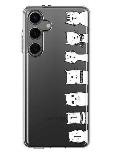 Mundaze - Case for Samsung Galaxy S24 Slim Shockproof Hard Shell Soft TPU Heavy Duty Protective Phone Cover - Cute Cats Drawing
