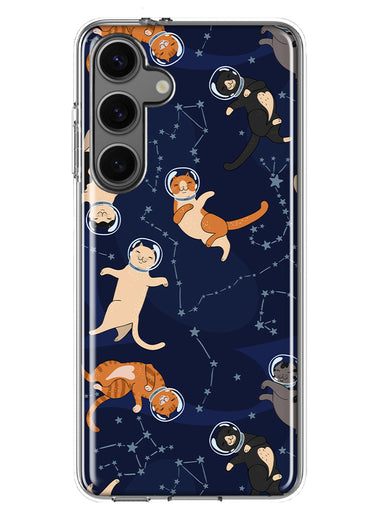 Mundaze - Case for Samsung Galaxy S24 Slim Shockproof Hard Shell Soft TPU Heavy Duty Protective Phone Cover - Space Cats