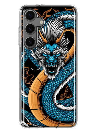 Mundaze - Case for Samsung Galaxy S24 Slim Shockproof Hard Shell Soft TPU Heavy Duty Protective Phone Cover - Blue Dragon