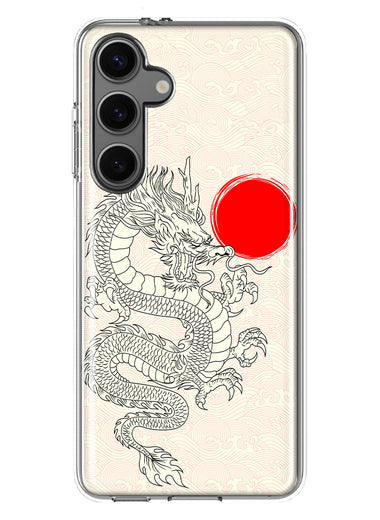 Mundaze - Case for Samsung Galaxy S24 Slim Shockproof Hard Shell Soft TPU Heavy Duty Protective Phone Cover - Japanese Dragon Wave