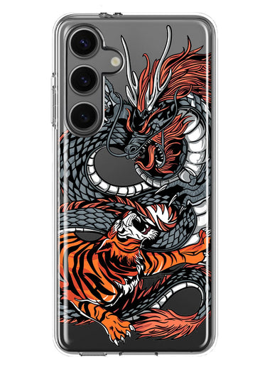 Mundaze - Case for Samsung Galaxy S24 Slim Shockproof Hard Shell Soft TPU Heavy Duty Protective Phone Cover - Dragon and Tiger