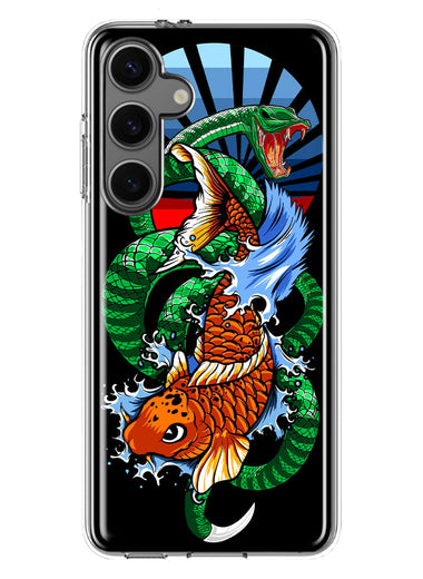 Mundaze - Case for Samsung Galaxy S24 Slim Shockproof Hard Shell Soft TPU Heavy Duty Protective Phone Cover - Dragon Koi Fish