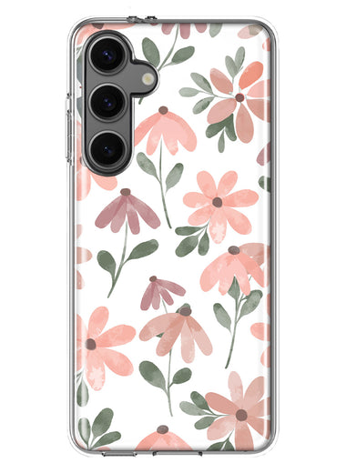 Mundaze - Case for Samsung Galaxy S24 Slim Shockproof Hard Shell Soft TPU Heavy Duty Protective Phone Cover - Cute Pink Flowers