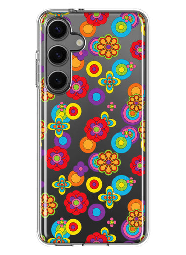 Mundaze - Case for Samsung Galaxy S24 Slim Shockproof Hard Shell Soft TPU Heavy Duty Protective Phone Cover - Groovy Cute Flowers