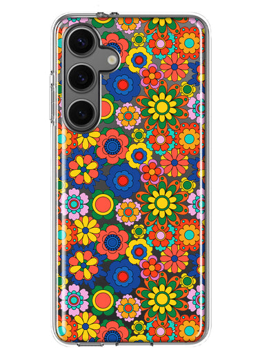 Mundaze - Case for Samsung Galaxy S24 Slim Shockproof Hard Shell Soft TPU Heavy Duty Protective Phone Cover - Groovy Cute Floral