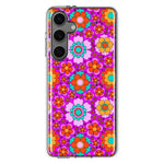 Mundaze - Case for Samsung Galaxy S24 Slim Shockproof Hard Shell Soft TPU Heavy Duty Protective Phone Cover - Groovy Cute Pink Flowers